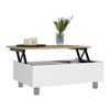 Tuhome Gambia Lift Top Coffee Table, Four Legs, White/Light Oak MBD5018